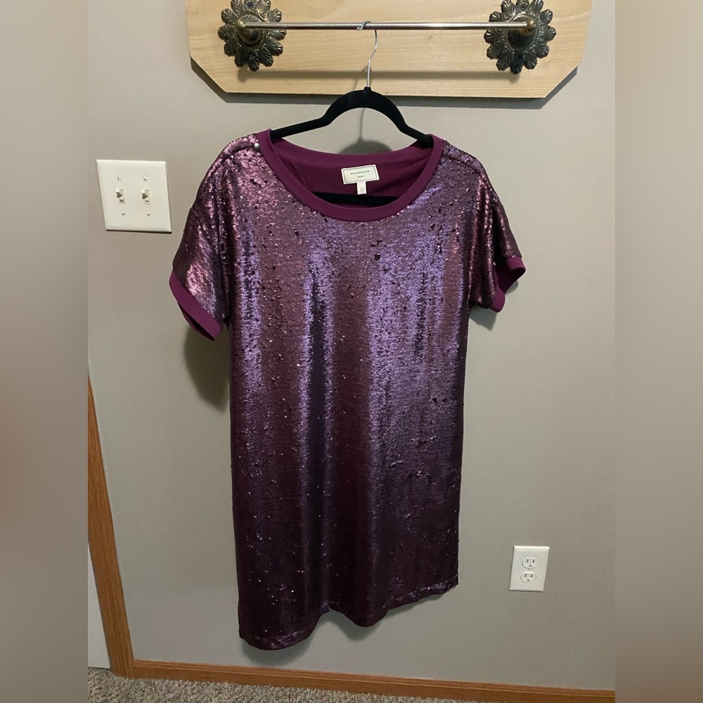 Moulinette Soeurs Anthropolgie Maroon Burgundy Wine Sequin Dress